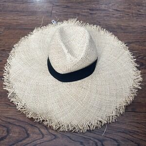 Womens FILIPPO CATARZI Made in Italy Raphia Hat Rough Raw Edge Rn 75343